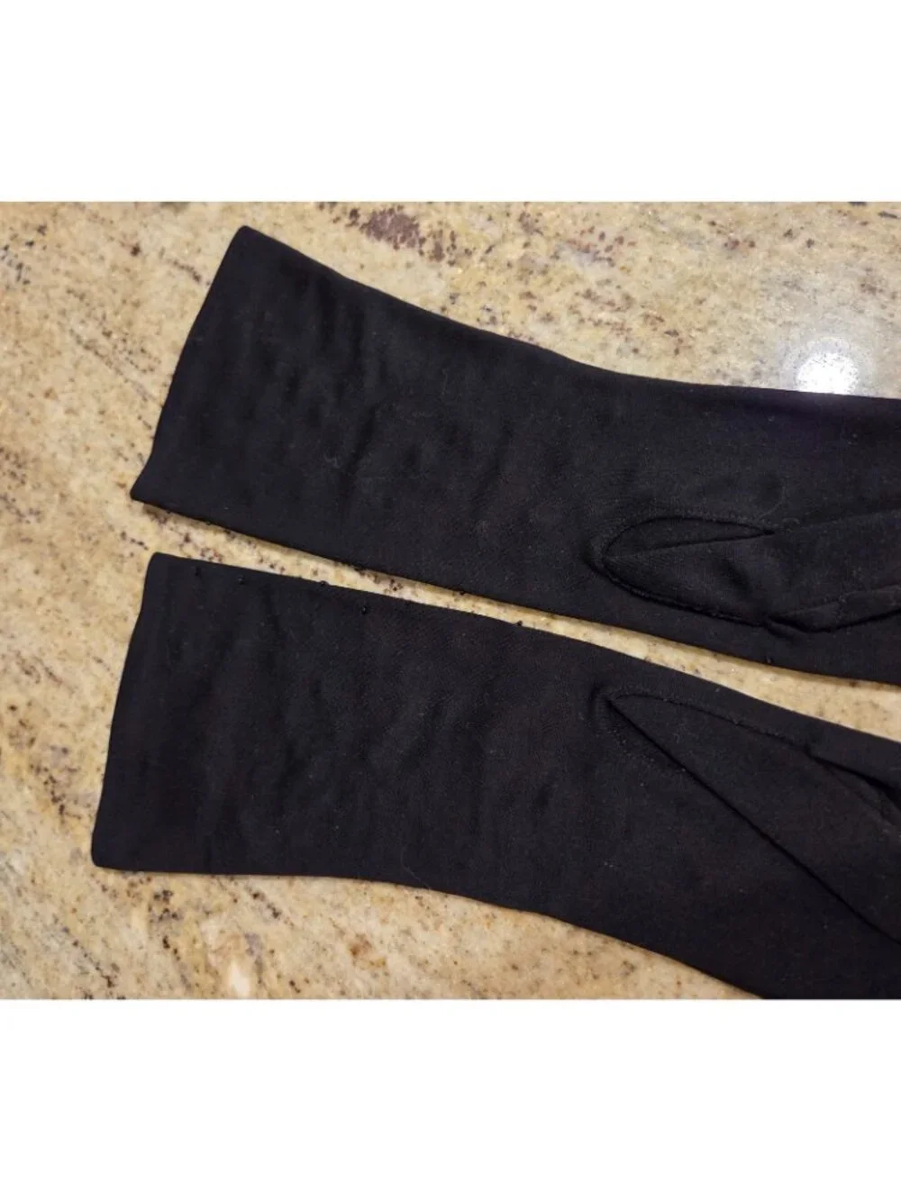 Vintage Womens One Size Stretch Nylon Black Formal Gloves Beaded 15